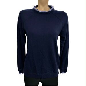 Navy Blue Ruffle Neck Sweatshirt Size S